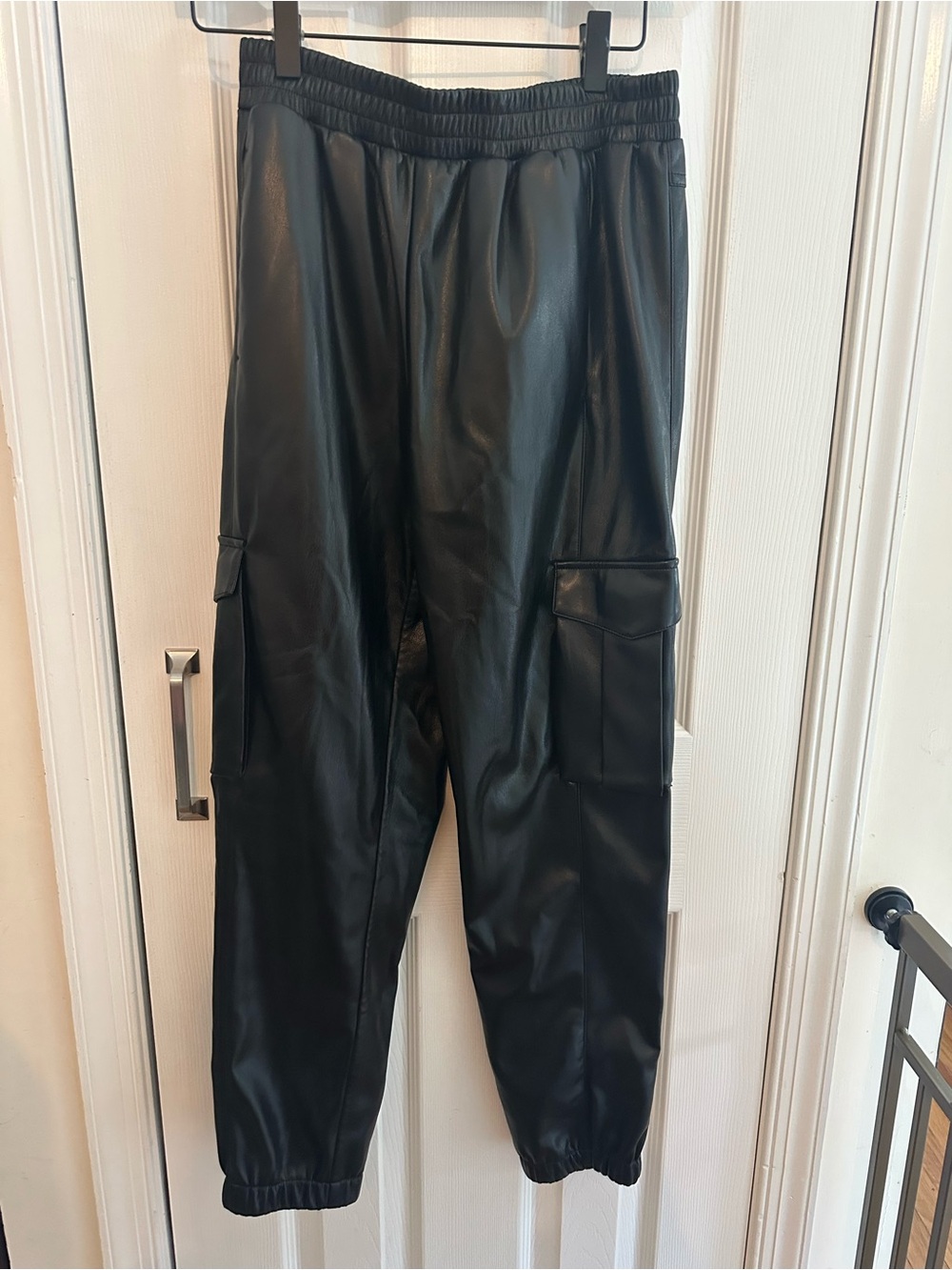 Generation Love Emily Vegan Leather Cargo Jogger Pants Black NWT Small